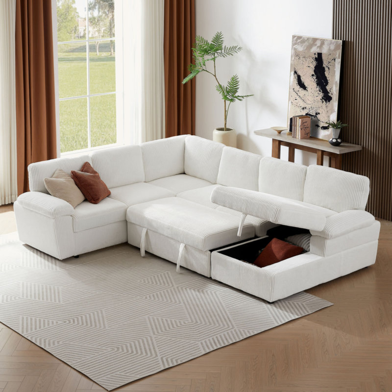 Tiandra Oversized Modular Storage Sectional Sofa Couch with Storage Chaise U shaped L shaped Sofa Sleeper Sofa Bed Hokku Designs Fabric Left Hand